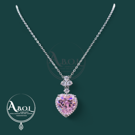 Pink Heart Crystal Chain Pendent